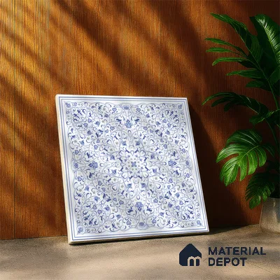Moroccans Wall & Floor Tile TL 07247 B Azure Lace 1 ft x 1 ft Ceramic Matte Finish - 9 mm | 2 mm Spacer is Mandatory | Suitable For Bathroom, Kitchen, Dining Area | Please Expect a Slight Variation of Pattern
